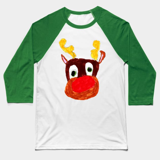 Rudolph Kid Drawing Baseball T-Shirt by Kids’ Drawings 